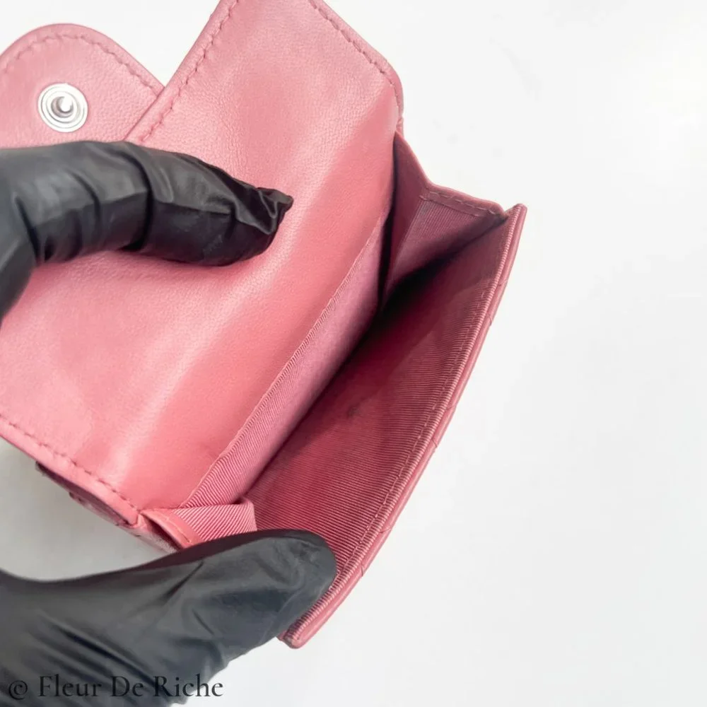 Chanel Classic Trifold Pink Flap Wallet Quilted Lambskin - Picture 7 of 10